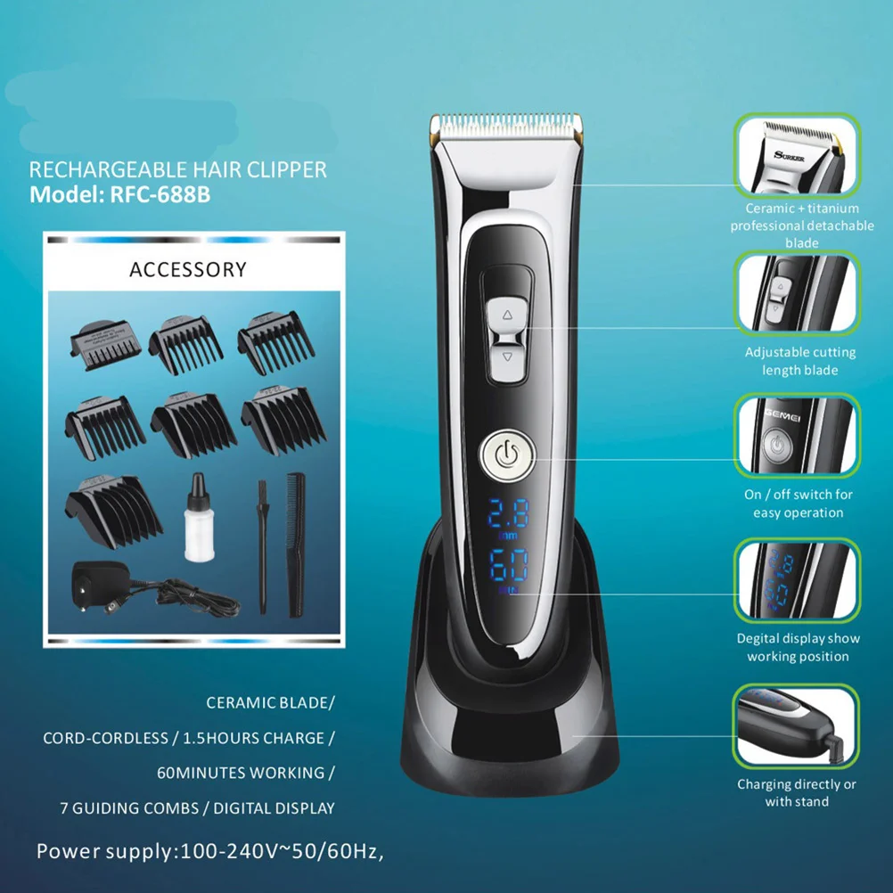 Беспроводная перезаряжаемая электрическая керамическая машинка для стрижки