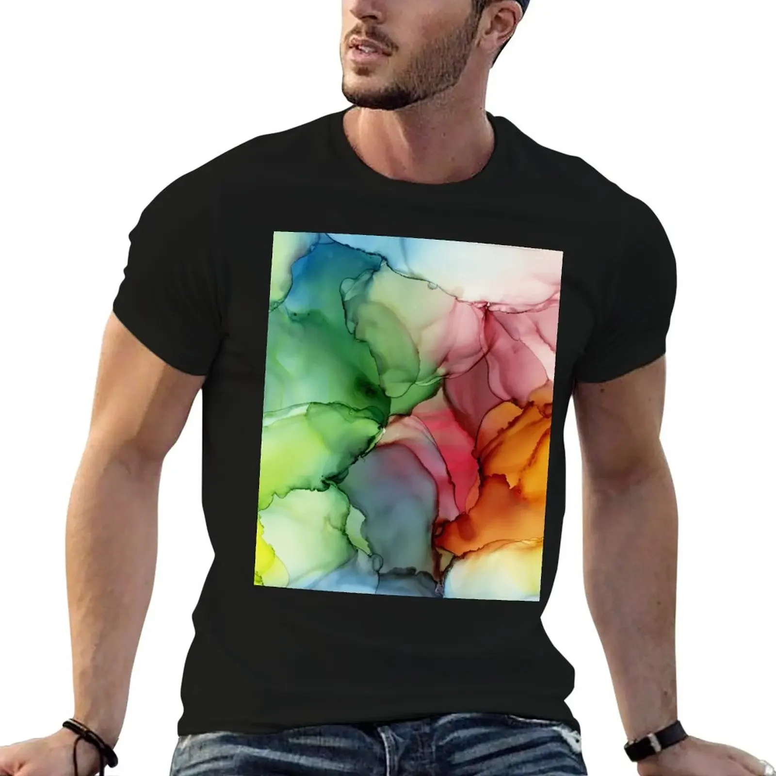 Футболка Stormy Spectrum с абстрактной радужной живописью футболки графическим