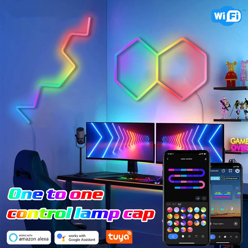 RGBIC Neon Light with WIFI Neon Rope Light DIY Light Bar Game APP Control Music Sync TV Backlight Living Room Bedroom Decoration