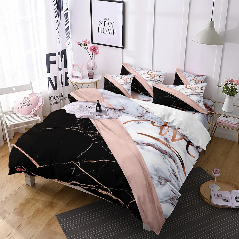 

Marble Duvet Cover Set Queen Green Gold Giltter Bedding Set Polyester Tie Dye Fluid Magma Abstract Art Hipster Twin Quilt