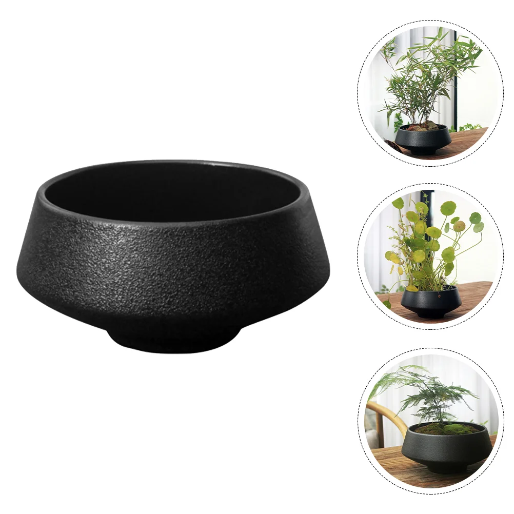 

1Pc Home Zen Flowerpot Flower Arrangement Tray Chic Ceramic Planter Black
