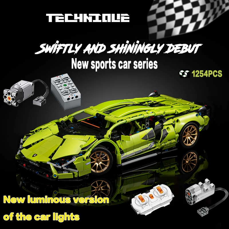 

GZDY BLOCK 1254PCS Construction Voiture Sport Expert Technique Briques Jouets Educatifs Cadeau Boy toy Best Remote control car