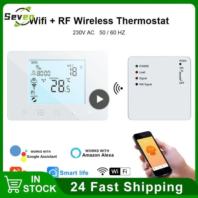 

For Floor Heating Electric Gas Wall Thermostat Work With Alexa Google Home Lcd Display Ntc Temperature Sensor Wireless