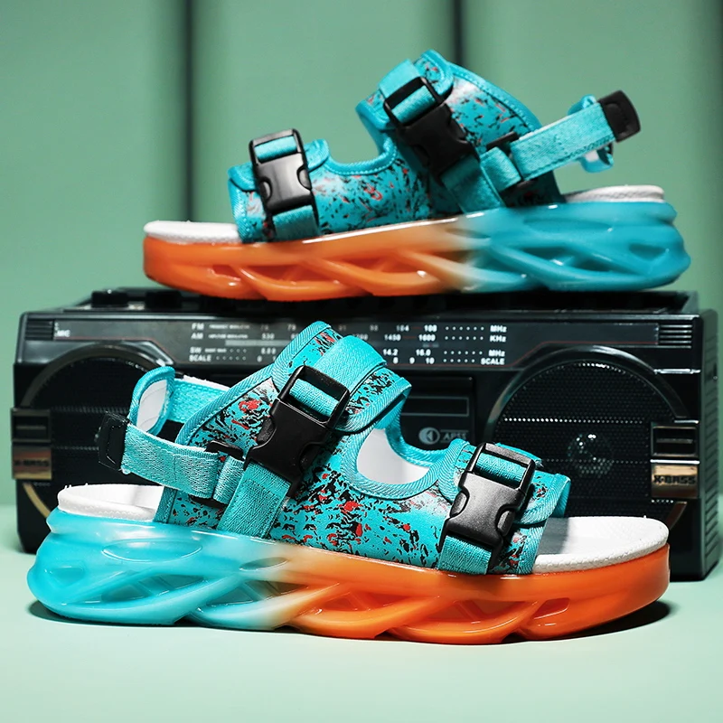 Сандалии мужские для отдыха и спорта, Модные дышащие Нескользящие удобные пляжные тапочки, летняя Уличная обувь для студентов