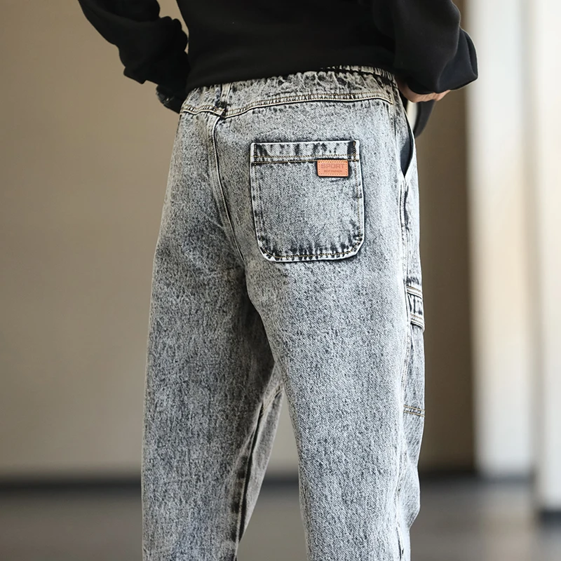 Large Size M-8XL Men's Jeans Bunched leg Sports Baggy Elastic Waist Harlan Cargo Outdoor sports Jogger Trousers Male 2022 New