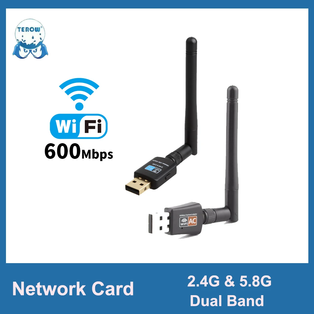 

TEROW 5B10 600 Мбит/с USB WiFi адаптер/приемник двухдиапазонный 5,8 ГГц + 2,4 ГГц USB2.0 высокоскоростная антенна RTL8811CU для ноутбука и настольного компьютера
