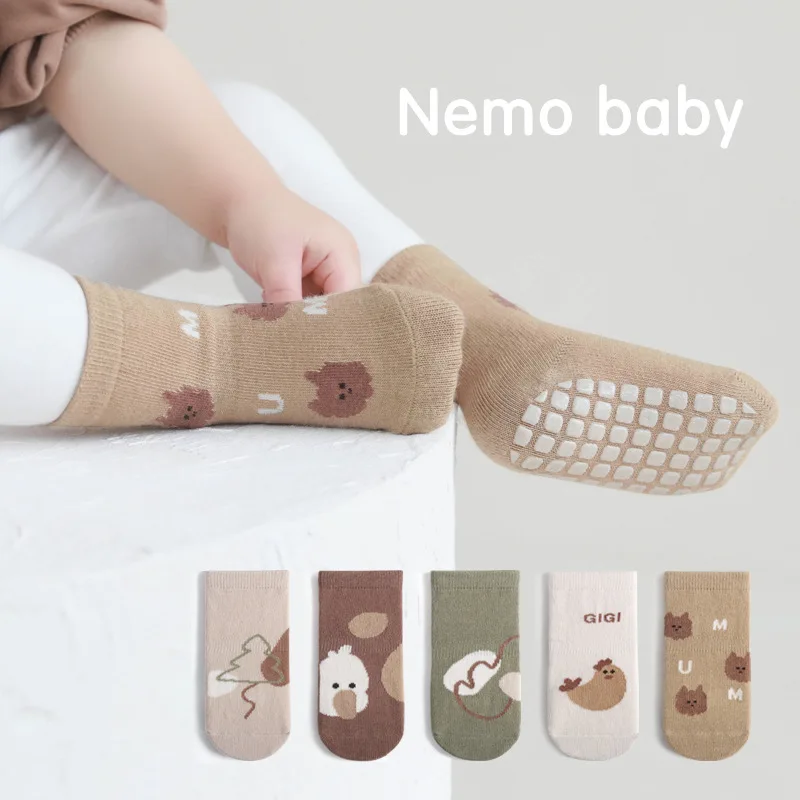 

Autumn Winter Baby Boys Girls Socks Children Floor Socks Combed Cotton Baby Non-Slip Toddler Socks Newborn Cartoon Cotton Socks