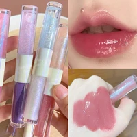 water light double head lip gloss lip glaze mirror liquid lipstick not fade purple glitter lip tint lasting moisturizing makeup