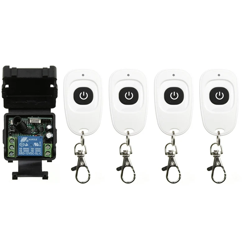 Беспроводной Радиочастотный мини-пульт дистанционного управления, 12 В, 24 В постоянного тока, 1 канал, релейный выход 10 А, модуль радиоприемника + однокнопочный передатчик