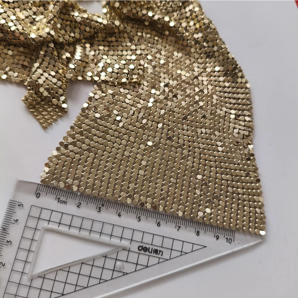 Золотая серебряная металлическая сетчатая ткань с блестками расшитая сделай сам