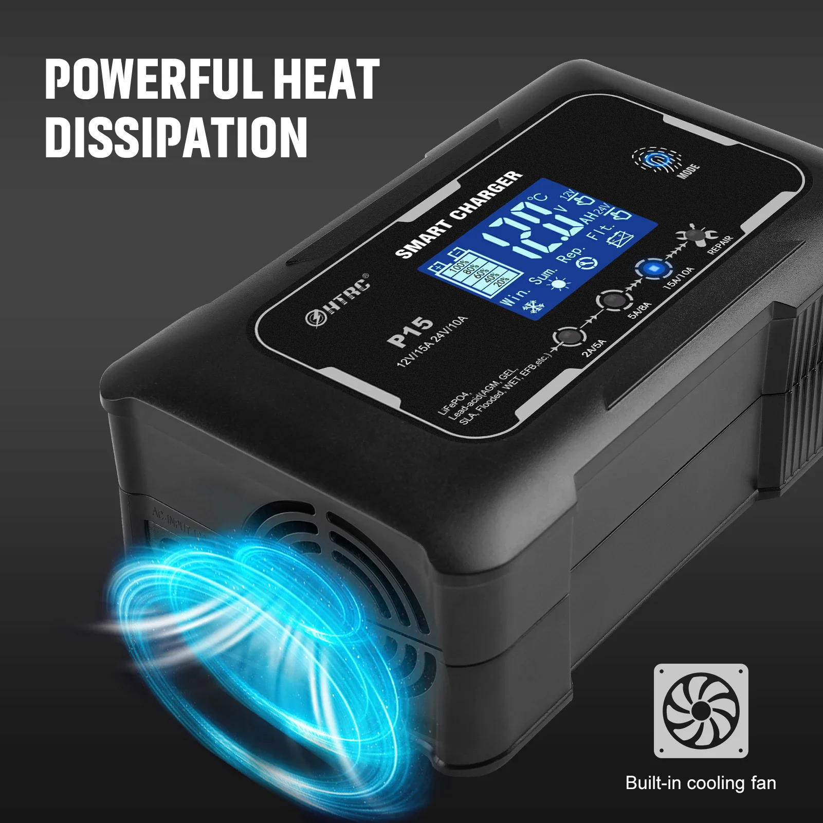 Автомобильное зарядное устройство HTRC 12 В-24 В 35A/15A ЖК Автоматическая импульсная