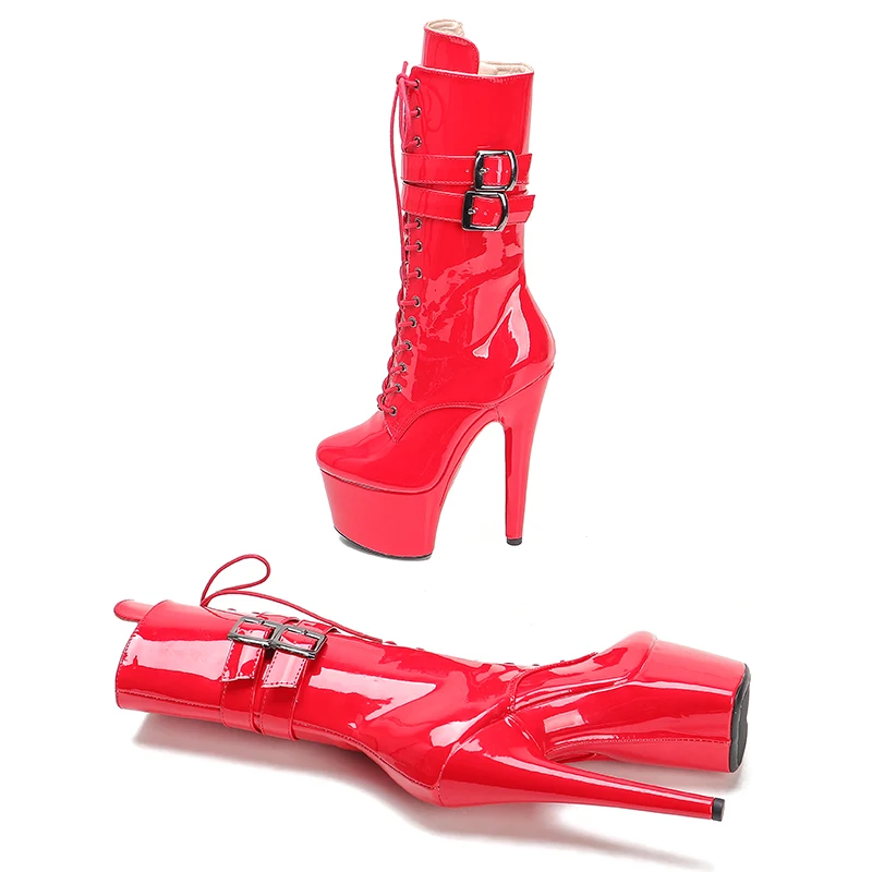 Leecabe  17CM/7inches   Patent PU  upper Pole dancing shoes High Heel platform Pole Dance boot