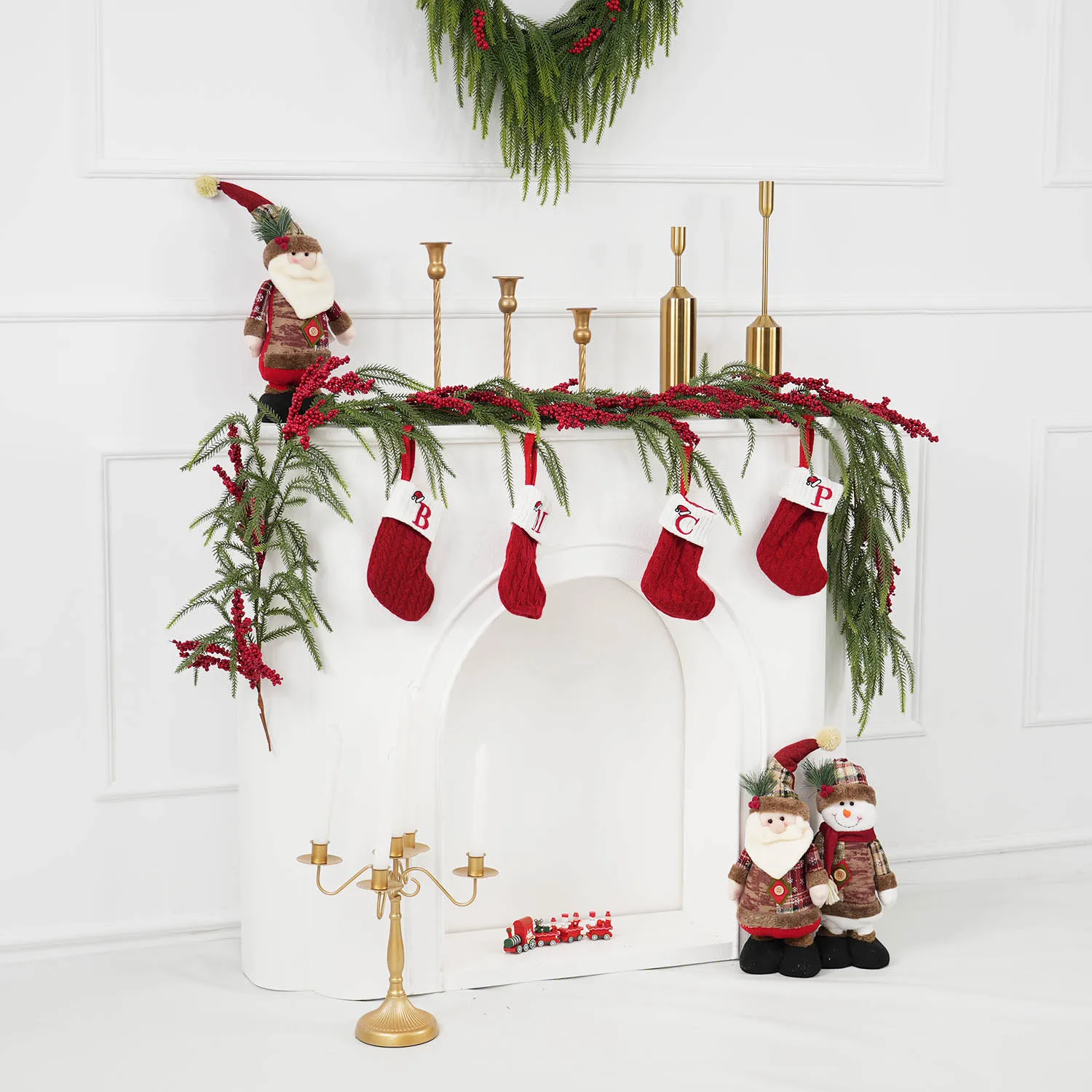 Рождественские гирлянды Navidad Сосновые шишки Красные ягоды Искусственные