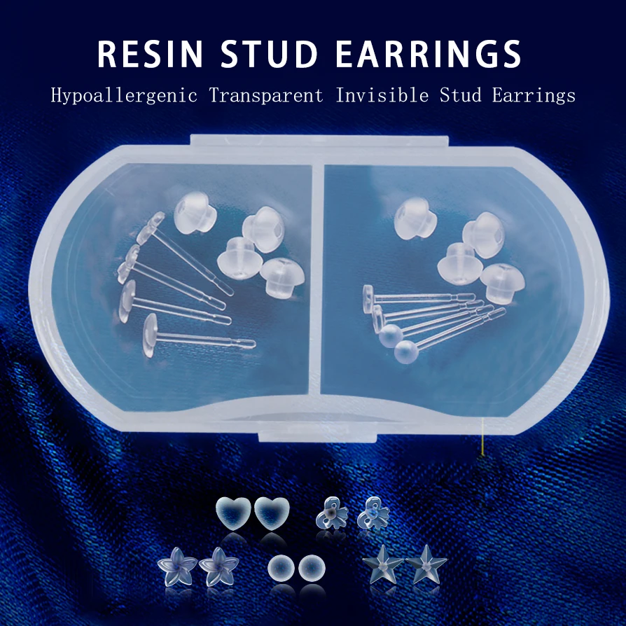 

Invisible Earrings Plastic Soft Silica Gel Resin Earrings Sleep Wearable Curing Ear Holes Small Ear Studs Set Girls Gift