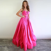 elegant fuchsia prom dress sweetheart bow satin a line backless floor length evening gown special occasion dresses robes 2022