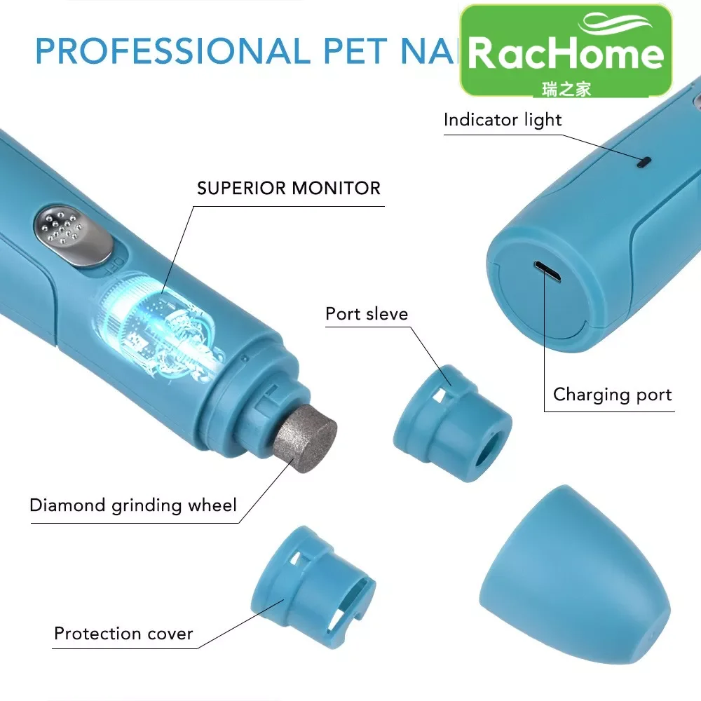 

NEW2023 Dog Nail Grinders Nails Polisher Manicure Tool Sets Pet Nail Polisher Usb Charging Pet Quiet Paws Nail Grooming Trimmer
