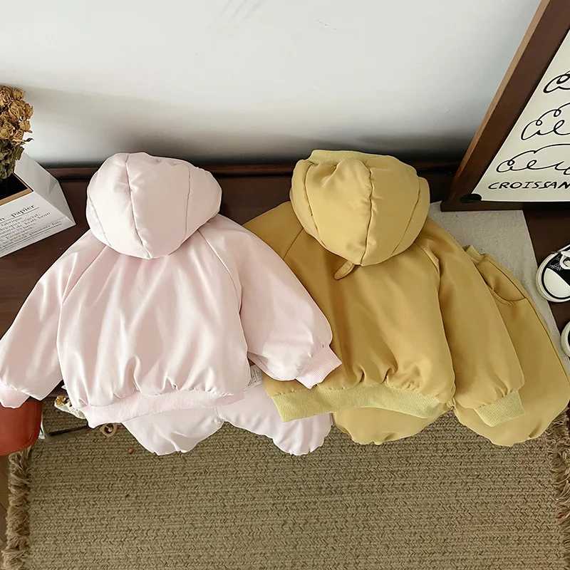 Детский утепленный флисовый комплект для девочек теплый пуловер с капюшоном и