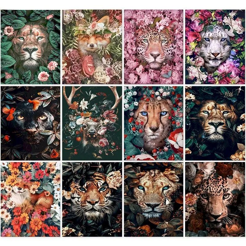 

SIYU 5D Diamond Painting Deer Tiger Full Round Cross Stitch Kit Diamond Embroidery Animal Mosaic Handicraft Home Decoration Art