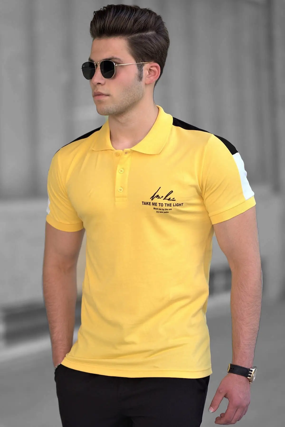 

Shoulder Band Poloyak Yellow Shirts Men's T-Shirts Sport Stylish 2021