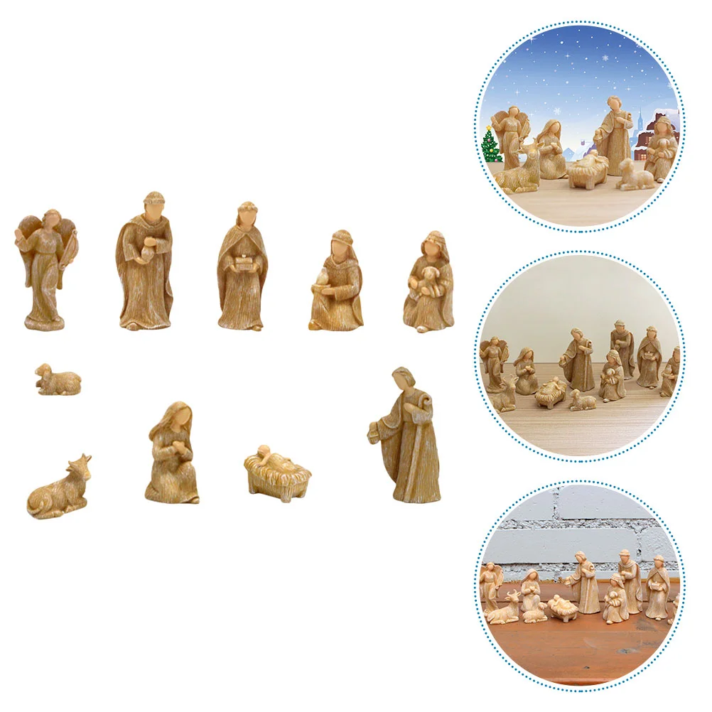 

Crafts Christmas Jesus Decorations Small Ornaments Scene Backdrop Resin Decors Birth Sculptures Tabletop Nativity Molds