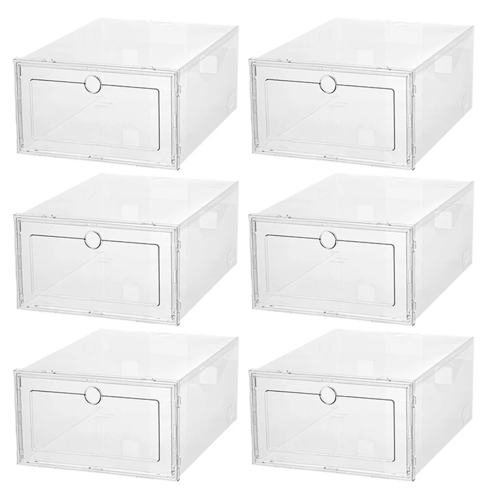 

6 Pcs Plastic Storage Drawer Shoe Box Creative Shoes Case Container Wall Bracket Open closets