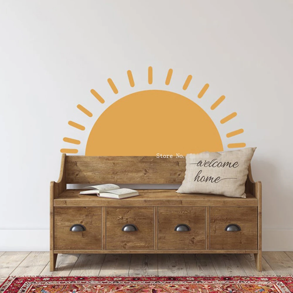 Геометрическая Наклейка на стену в стиле бохо с изображением солнца настенные