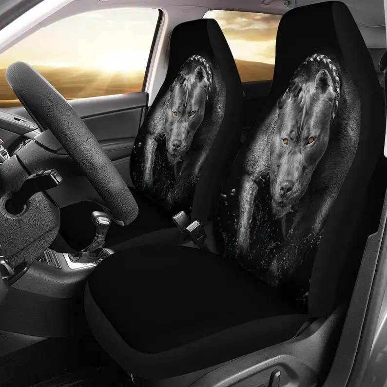 

Dark Grey Pit Bull Black Car Seat Covers Pair, 2 Front Car Seat Covers, Seat Cover for Car, Car Seat Protector, Car Accessory, D