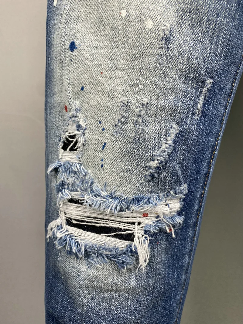 2022 Spring/Summer New DSQUARED2 Men's/Women's Ripped Patch Jeans Fashion All-Match Pants 9850