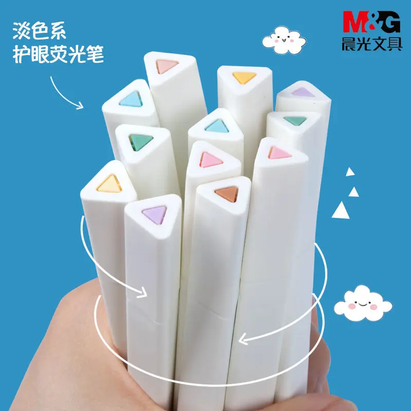 

kawaii school supplies girls 6 colors cute markers set triangular stick body highlighter student reading focus marker pen