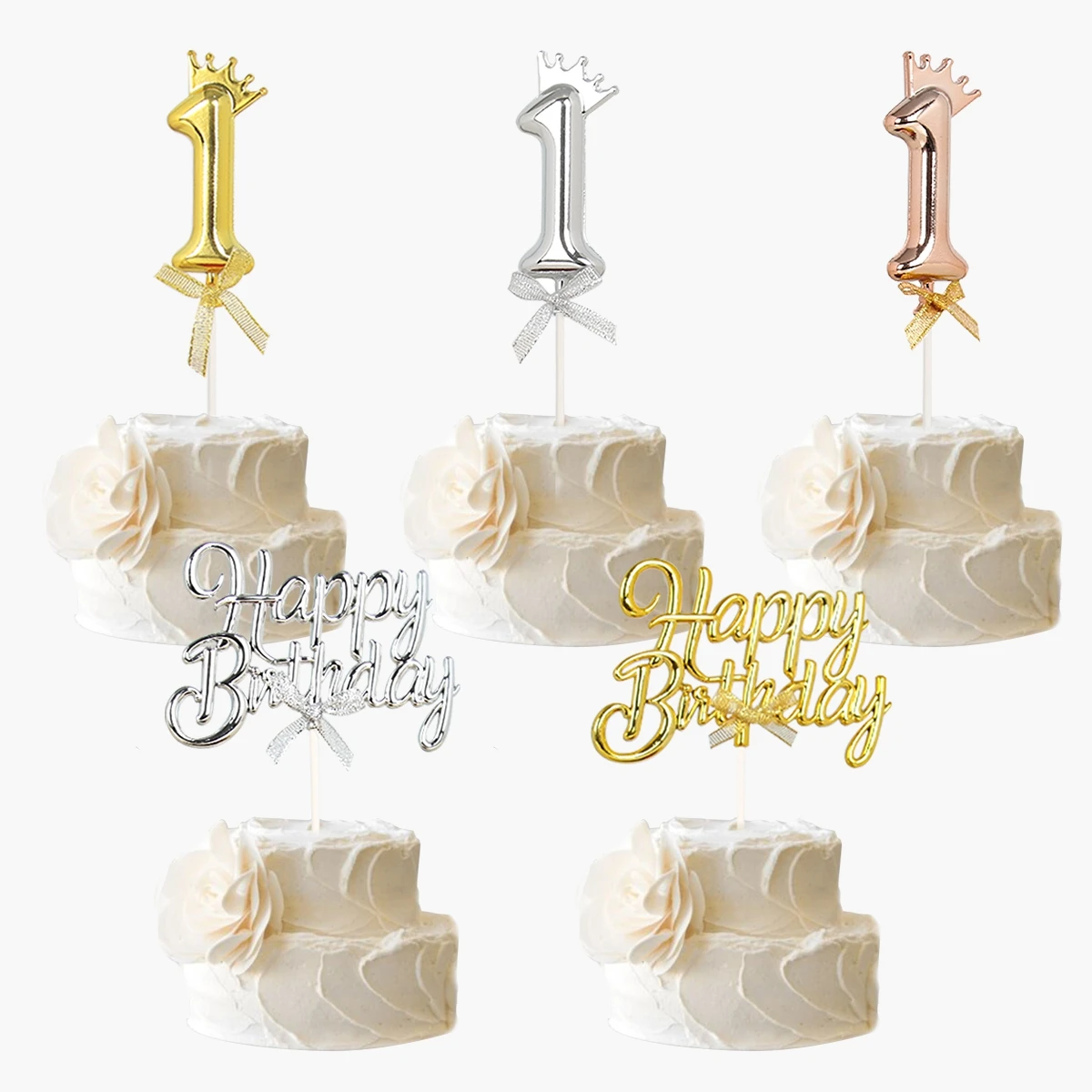 

Rose Gold Sliver Happy Birthday Cake Topper 1st Birthday Party Decor Kids Birthday Party Supplies Girl Boy Baby Shower Decor