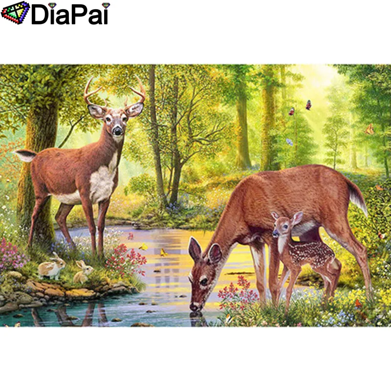 DIAPAI квадратная/круглая дрель 5D DIY алмазная живопись &quotживотное олень&quot вышивка