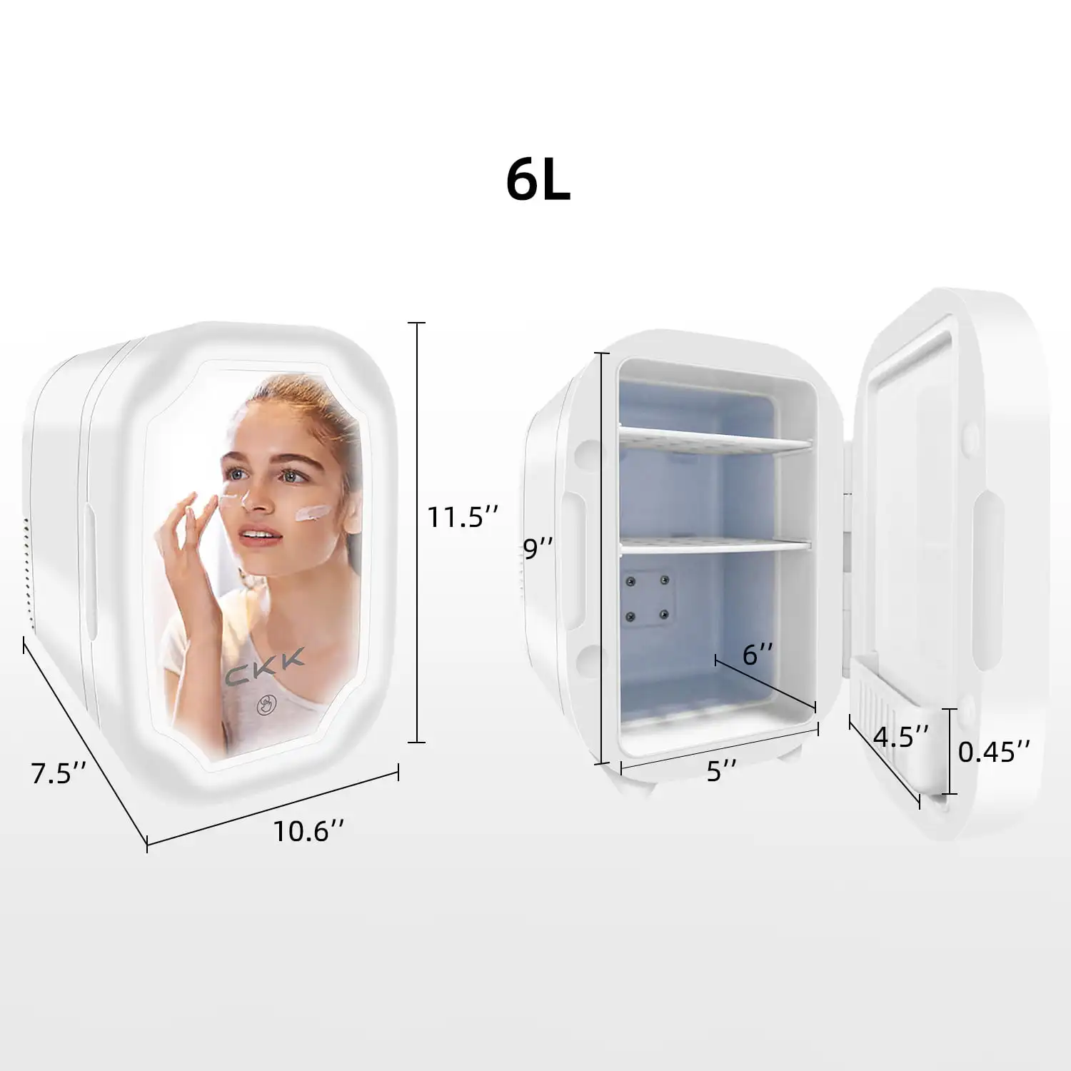 

LED Beauty Fridge Mini Fridge 6 Liter Portable Mirror Refrigerator, Compact Refrigerators with Led Lighting Cooler Warmer for Ma