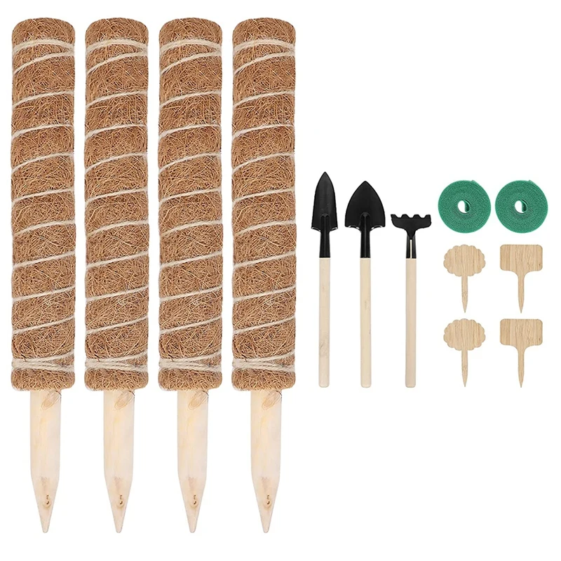 

Штабелируемые кокосовые стойки для растений, 40 см, с 4 знаками и инструментами для растений