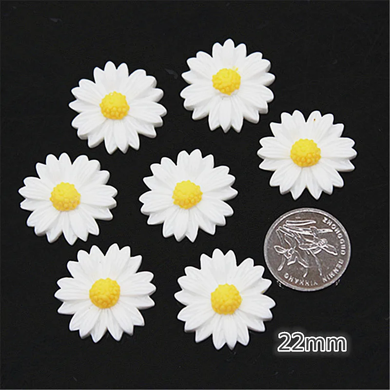 9mm/13mm/16mm/22mm/26mm White Daisy Resin Flower Flatback Cabochon DIY Jewelry Phone Decoration | Figurines &amp Miniatures