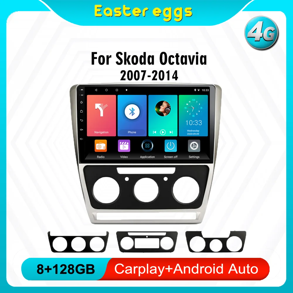 

For Skoda Octavia 2007-2014 2Din 10Inch 4G CARPLAY Android Car Radio WIFI GPS Navigation FM Car Multimedia Player Head Unit BT