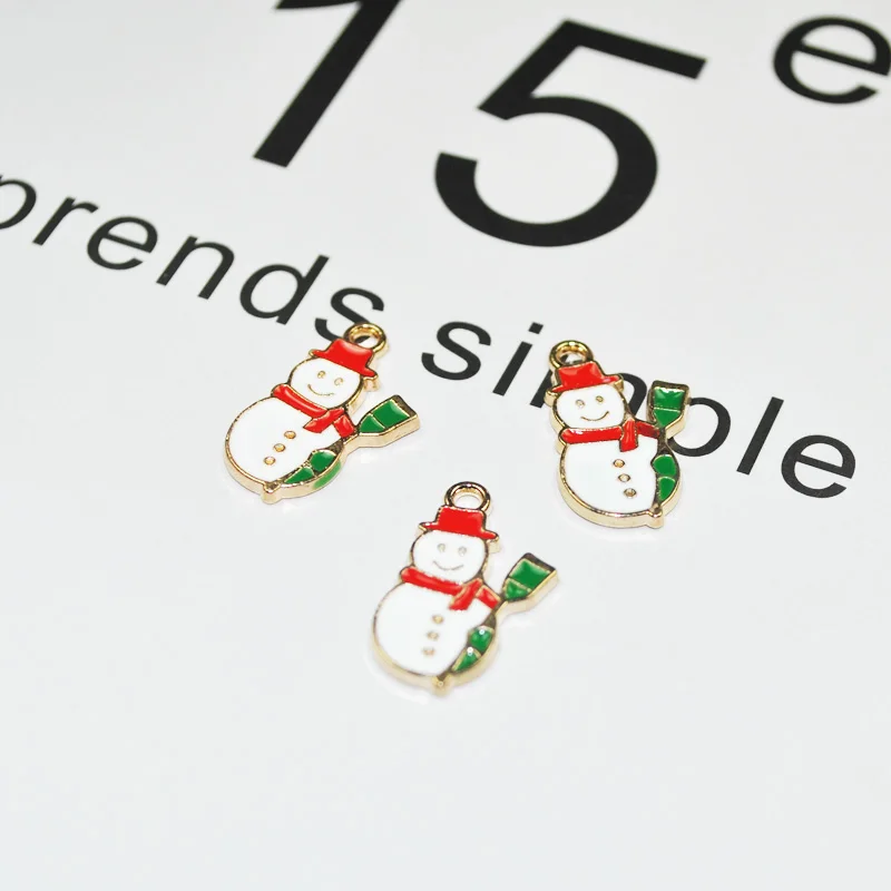 

20PCS/Lot Drop Oil Charms Christmas Snowman Jewelry Finding For Jewelry Making Bracelet Necklace Earrings DIY