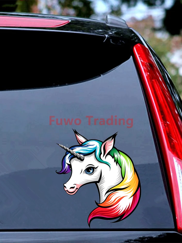Fuwo Trading Car Sticker Lovely Unicor Cartoon Horse Waterproof Decal Laptop Suitcase Motorcycle Auto Accessories PVC |