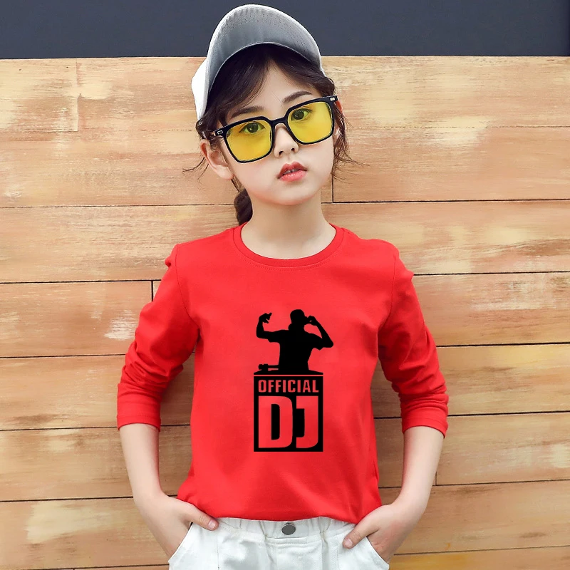 

DJ Girl Tee Shirt Toddler Long Sleeve Tshirt Cartoon T Shirts Baby Girl Clothes Fall Spring High Quality Cotton Tops for Kids