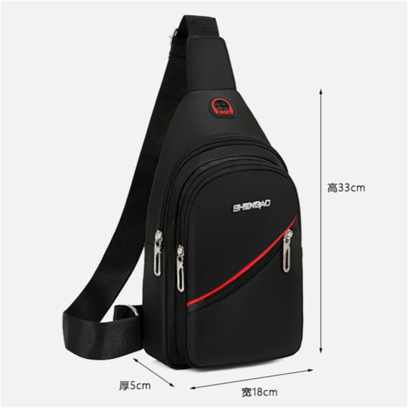 Men's Leisure Crossbody Bag Oxford Cloth Bag Business Single Shoulder Backpack Solid Color Trend Chest Bag Cash Register Package