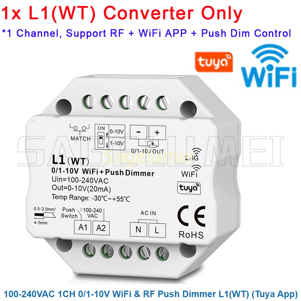 Фото Светодиодный диммер Wi-Fi Zigbee L1 L4-M L2 DL 0/1-10 В RF Tuya Smart Push Smart Life APP Управление RF DMX в Skydance 0-10 В Преобразователь сигналов №5