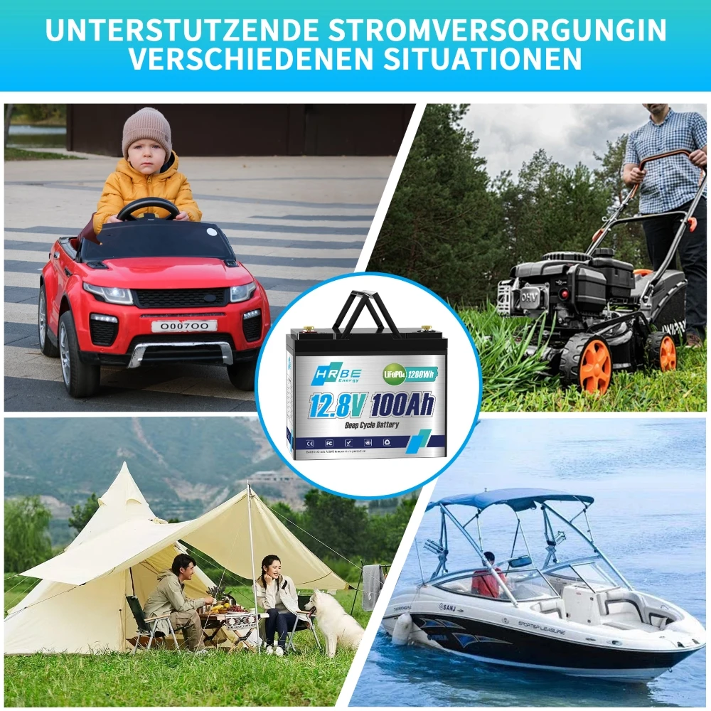 12 В 100 Ач 1280 Втч LiFePO4 аккумулятор 6000 циклов с литиевым блоком Smart BMS класса A для