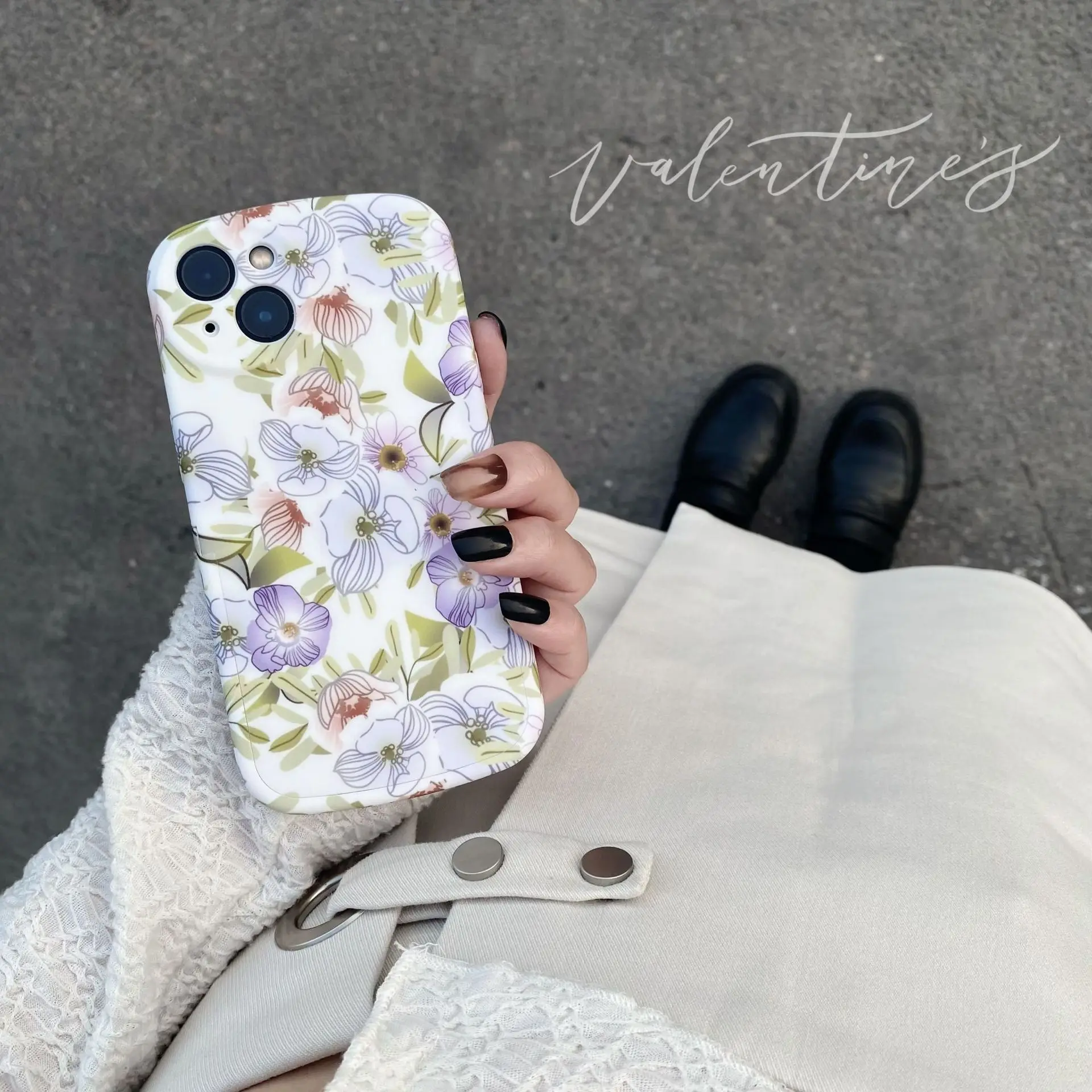 

Luxury Folding stand summer sweet white flowers petals Phone Case For iPhone 13 11 12 Pro Max Xs Max XR case Cute Cartoon Cover