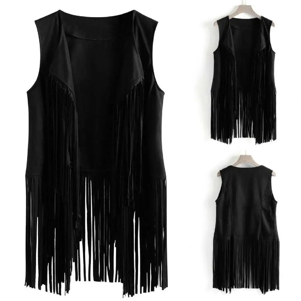 

Women Tassel Vest Performance Jewelry Set Vintage Western Cowboy Jewelry Set with Waistcoat Earrings Necklace for Performance