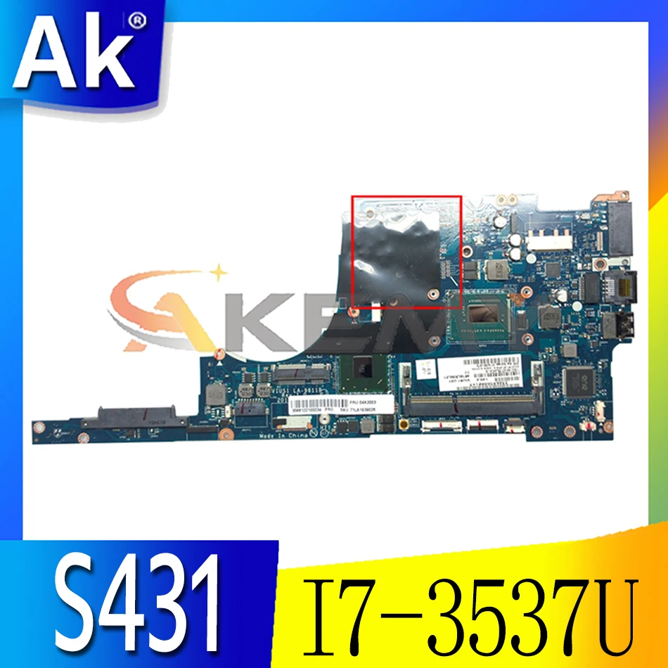 

Аксессуары для ноутбука Akemy VIUS1, подходит для Lenovo Thinkpad S431 LA-9611P, материнская плата для ноутбука 04X2003 CPU I7 3537U HM77 DDR3 Test Wor