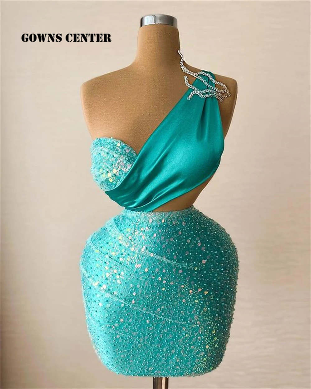 

Beaded Prom Dresses 2022 Luxury Gowns One Shoulder Beaded Birthday Party Dress Mermaid Mini Cocktail Gowns With Stones שמלות נשף