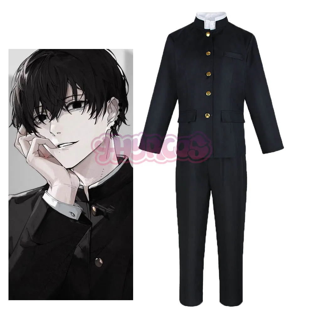 3 шт. костюм для косплея Yoshida Hirofumi синий рубашка галстук короткое кольцо на шею