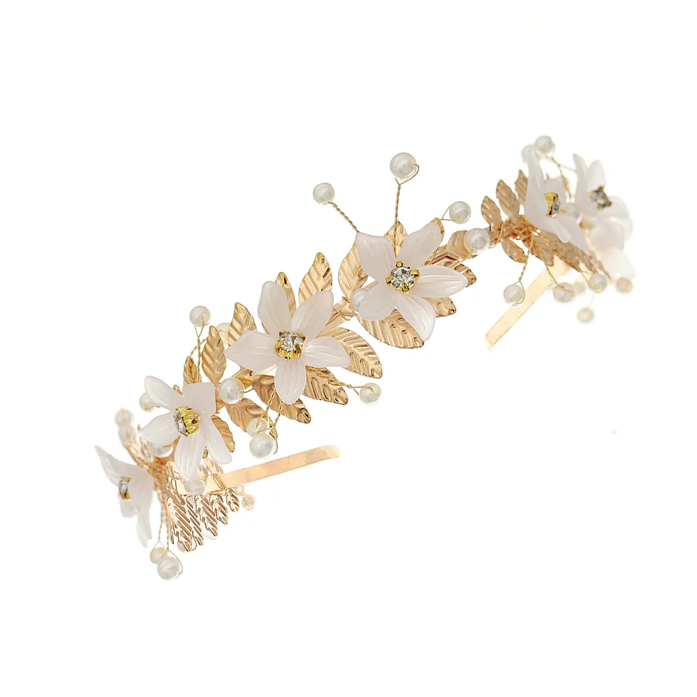 

Flower Leaf Shaped Hairband Wedding Bride Headdress Elegant Alloy Headband