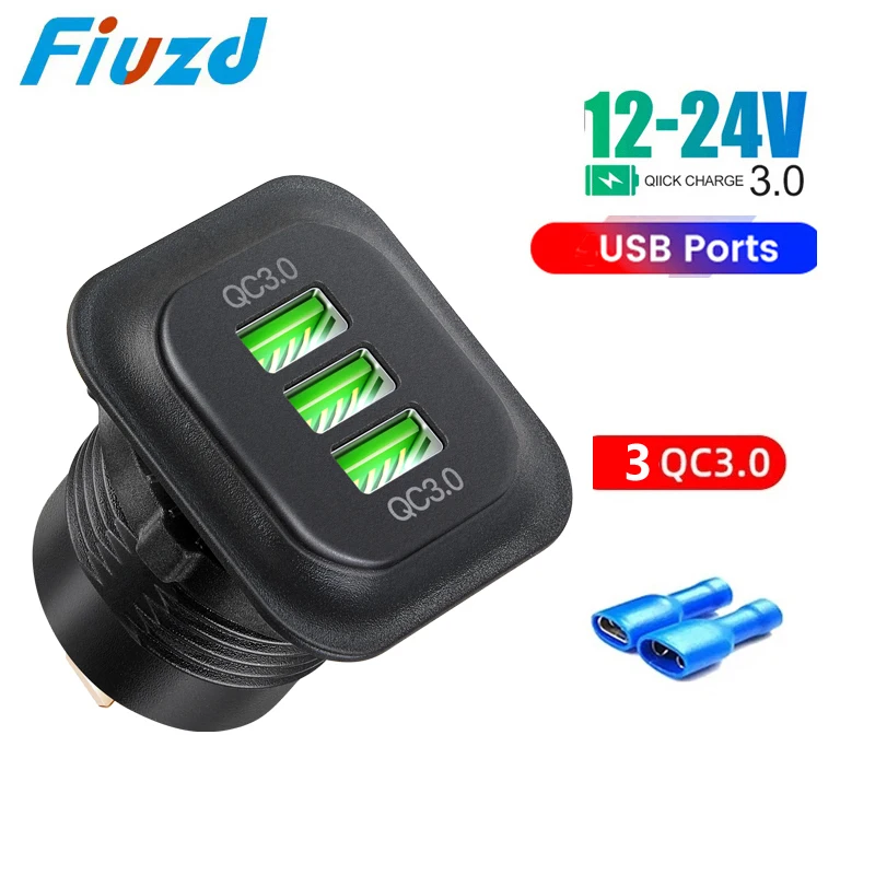 

Тройное Зарядное устройство USB C 12 В/24 В для автомобиля, розетки USB QC3.0, пластиковый адаптер для автомобиля, лодки, морского мотоцикла