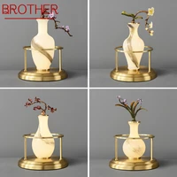 brother modern chinese table lamp creative simple vase glass led brass desk light for home living room bedside decor