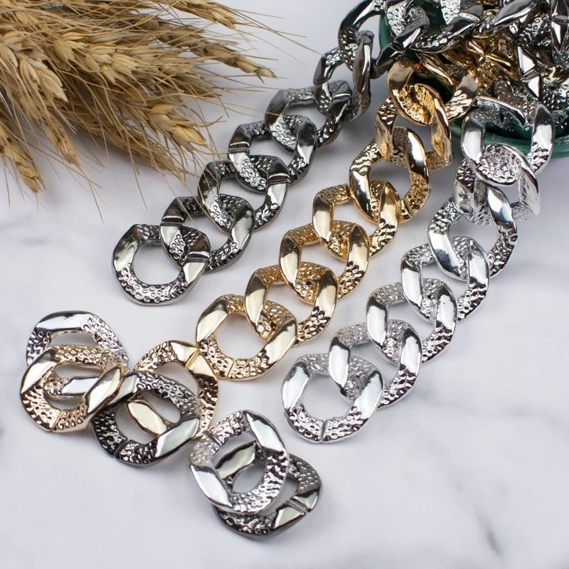 

50-200pc 23*25mm ABS Flat Twist Open Ring Acrylic Beads Connector Link Chain for Jewelry Making Components Bag Strap DIY